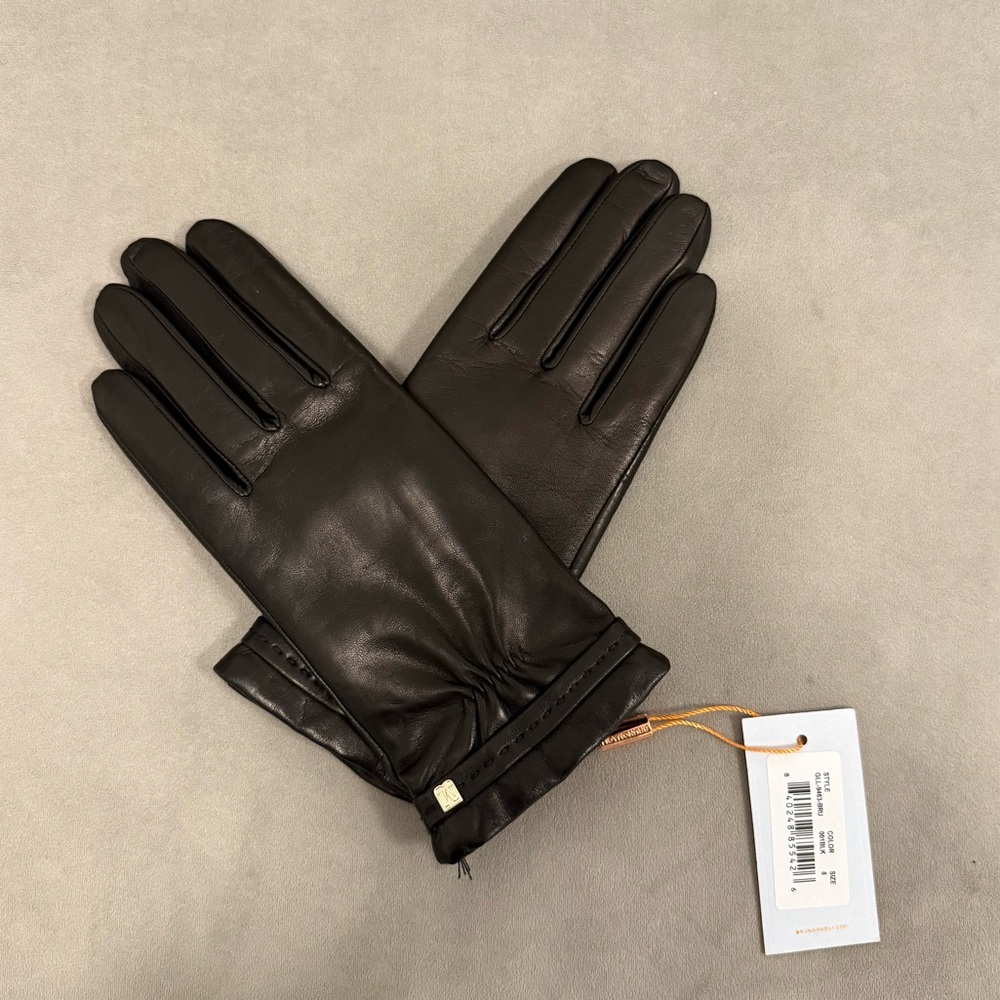 Bruno Malgi Women’s Leather Gloves Cashmere Lining - size 8 (L)